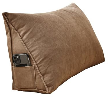 XIEMINLE Keilkissen für die Rückenlehne, Sofakissen, Keilkissen, Rückenstützkissen für Bücher, Gaming, Fernsehen, dreieckiges Bettauflagekissen (60 x 35 x 20 cm, braun)