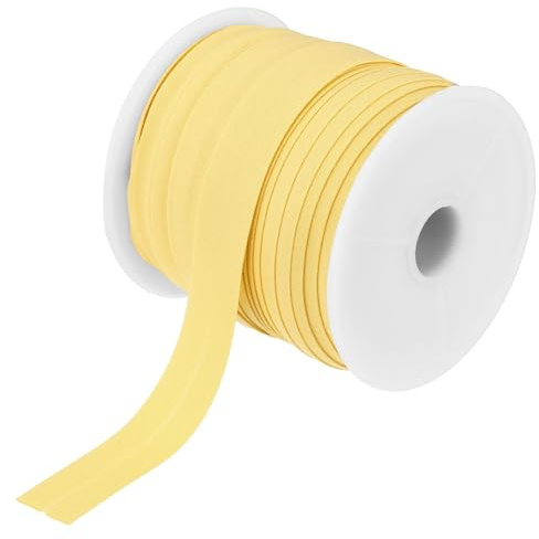 QUARKZMAN 13 mm Snedband Enkelvikt snedband Bomullsband Stoffband Bomull Sytillbehör Kantband för syning, sömning, quiltning, infattning av hantverk (Citrongult 23 meter)