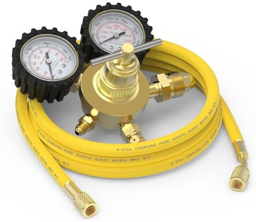 Regulador de Nitrógeno+Manguera, Presión de Salida de 0-800 PSI y 0-4000 PSI, Conexión de Entrada CGA580 y Conector Abocardado Macho de 1/4 Pulg.
