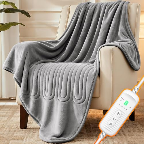 Ecliptron Manta Electrica de 130 x 160 CM con Función de Apagado Automático, 9 Configuraciones de Temperatura, 6 Temporizadores, Lavable, Electric Blanket de Tela de Franela