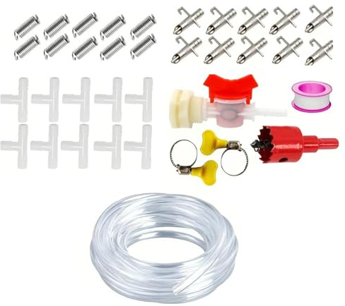 10/20Pieces Automatic Water Dispenser Set For Rabbits Poultry With Galvanized Nipples Drinker Small Animal Waterer Water Feeders