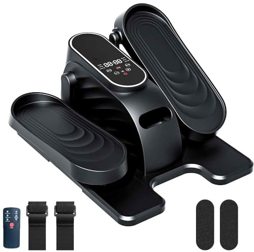 Qtiice Entrenador elíptico bajo mesa con 15 velocidades, eléctrico con mando a distancia, silencioso y portátil, base antideslizante. Entrenador elíptico eléctrico ideal para la oficina en casa, la