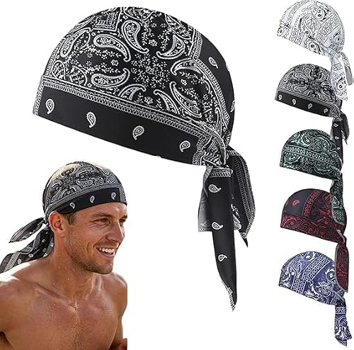 Bandana Ciclismo Hombre,Sombrero Transpirable,Pañuelo Transpirable para la Cabeza,Gorra Bicicleta para Deportes Al Aire Libre,Gorro de Bandana para Hombre,Sombrero para Correr 5 Piezas Tokaneit