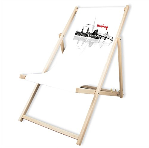 MultiBrands® Holz-Liegestuhl, ohne Armlehne, klappbar, Skyline Hamburg