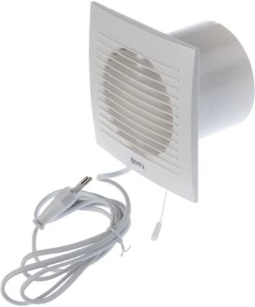 E125WP Aérateur mural avec câble et interrupteur à cordelette pour cuisine, WC, salle de bain, Ø 125 mm