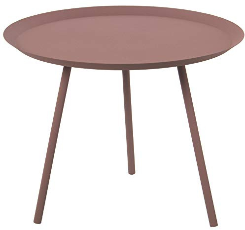 DRW Runder Beistelltisch aus Aluminium in Rosa, Maße: 56,5 x 45,5 cm