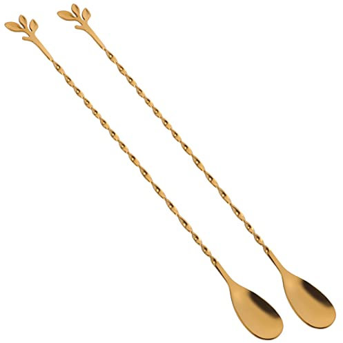 AnSaw Cuillère mélangeuse en acier inoxydable de 30,5 cm, 2 pièces, cuillère de bar de 30,5 cm, doré