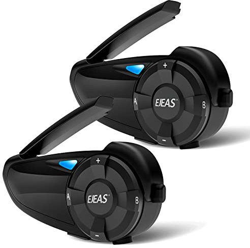 EJEAS Q7 Motorcykel Intercom Bluetooth-headset upp till 7 ryttare CVC-brusreducering, FM, Bluetooth 5.1, vattentät, 2 stycken