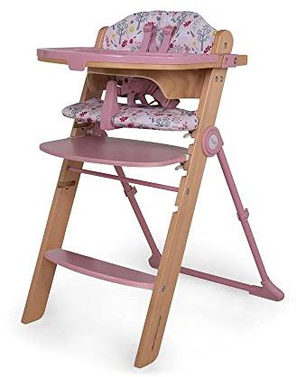 Cosatto Wooden Waffle Highchair | 6 Months - 100kg | Multi-Height Seat, Adjustable Footrest, Foldable & Self-Standing Design, Removable Washable Easy Clean Tray & Pads (Unicorn Garden)