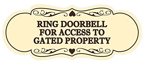 Signs ByLITA Designer Ring Doorbell for Access to Gated Property Sign (Ivory/Dark Brown) - Small
