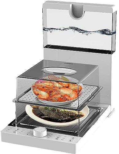 QUTBAG Vaporiera elettrica Pieghevole a 3 Livelli, vaporiera elettrica da 1500 W con Timer da 60 Minuti, vaporiera per Carne vegetale da 18,8 Litri Cestelli Rimovibili Senza BPA per Verdure, Carne