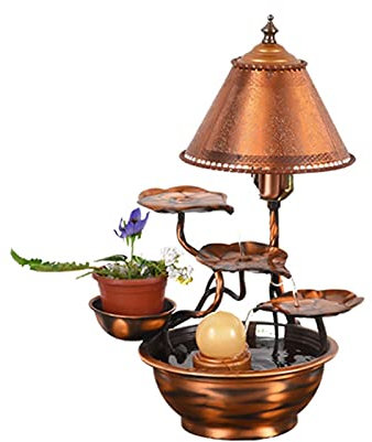 Fontaines de Table Fontaine d'eau de Table Pure - Décoration de Bureau d'intérieur Fontaine Cascade Fleur en métal Fontaine d'eau intérieure/extérieure Fontaine de Bureau