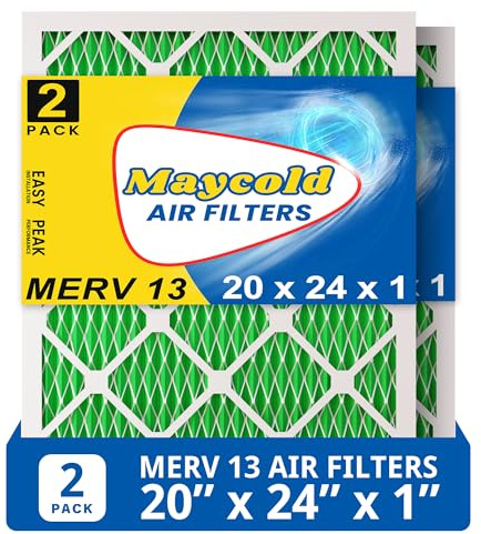 Maycold MERV 13 20 x 24 x 1 Luftfilter (2er-Pack), hocheffizienter plissierter AC- und Ofenfilter, tatsächliche Größe: 50 x 60,2 x 1,9 cm, einzeln in Kunststoff verpackt