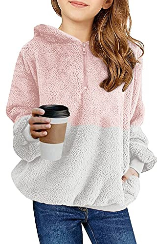 Imily Bela Felpa con cappuccio per bambini e bambine, in pile, con tasca, Colore: rosa., 110-120