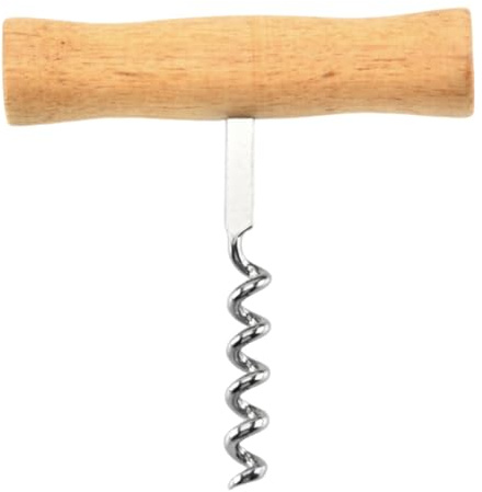 Cavatappi classico - Cavatappi apribottiglie per vino | Apribottiglie per vino sommelier T-Style con manico in legno | Tappo in sughero portatile facile da avvitare e tirare, divertente cavatappi per