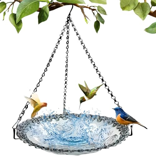 Vogelfutterspender Garten, Winterfest Vogeltränke, 2 in 1Bird Feeder und Vogelbad, Vogelfutterspender Hängend für Gartendeko, Futterstation Vögel Für Wildvögel im Garten, 23.5 x 5.5 x 40 cm (Grau)