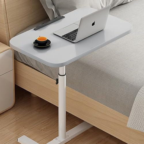 ODUR Adjustable Overbed Table with Wheels, Hospital Bed Tray, Medical and Home Use (Grey)