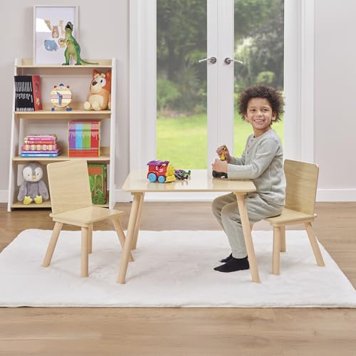 Liberty House Toys Kids Pinewood Table and 2 Chairs Set, Wooden Table and Chairs, Children's Table and Chairs, H440 x W600 x D600mm, Natural Wood