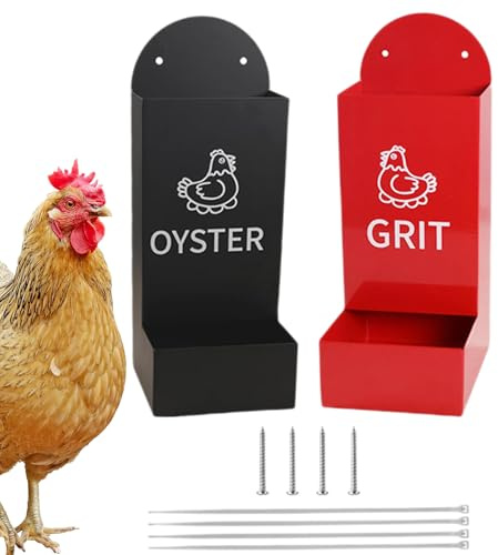 Chicken Grit Feeder | 2piece Grit for Chickens | Semi-Closed Heavy-Duty Container Dispenser Bowl Spill-Proof Waterer Feeding Accessories for Rabbit Duck Hens