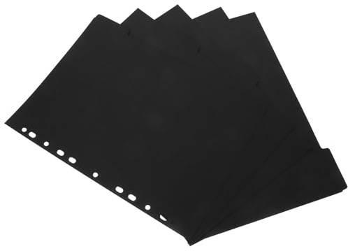 MAGICLULU Intercalaires A4 Perforés pour Classeur à Anneaux, 5 Feuilles en Papier Noir Épais, Séparateurs Détachables pour Cahier et Bloc-notes, Index de Classement pour Bureau et Étude