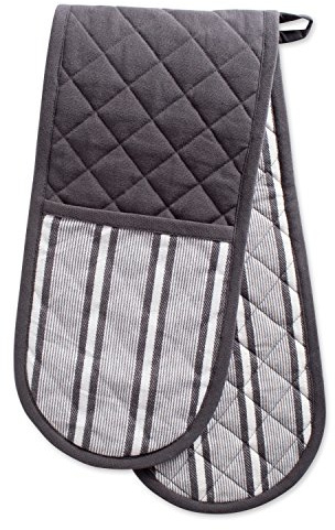 DII Double Strip Chef Kitchen Cooking & Baking Collection, Double Oven Mitt, 35x7.5, Mineral Gray