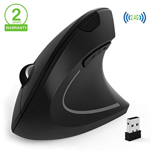 Souris Ergonomique , Souris Verticale Sans fil, Ordinateur portable USB Souris Optique Verticale avec nano-récepteur Lumière de niveau LED réglable 3 DPI pour Windows 7/8/10 / XP Vista Linux Mac, etc.