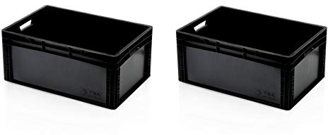 2x Eurobehälter 60x40x27 schwarz * Eurobox 60 x 40 x 27 Euro Box Behälter Lager stapelbar