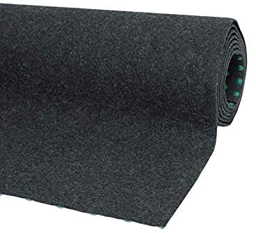 Misento Kunstrasenteppich - Rasenteppich mit Noppen - Kunstrasen Outdoor - verwendung als Poolunterlage, Vliesrasen, Balkon Bodenbelag - witterungsbeständig und pflegeleicht 133 x 700 cm Anthrazit