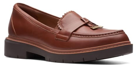 Clarks Brown's Westlynn Bella Loafer, Tan Leather, 8.5 Medium US