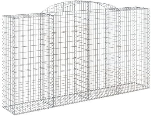 vidaXL Panier de Gabion, Cage à Gabion, Mur de Gabion, Panier à Pierre, Gabion pour Pierre Jardin Patio Extérieur, 300x50x180/200 cm Fer Galvanisé