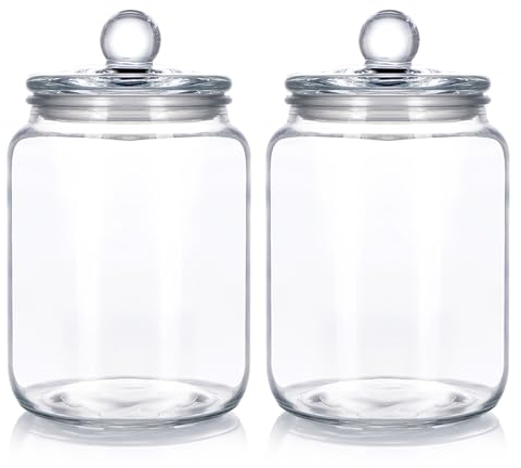 BIMUYI Glass Jar with Lid, 2 Liter Large Glass Bottle, Glass Storage Canister, Pack of 2