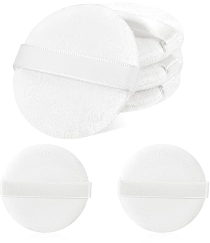 6 PCS Setting Powder Puff, 2 Inch Small Round Makeup Powder Puff Pads with Ribbon Soft Velour Eye Shadow Puff Cosmetic Foundation Blender Sponge Beauty Makeup Tools for Loose Powder & Liquid Cosmetic