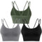 Leversic 1/2/3er Set Sport BH Damen Ohne Bügel, Bustier Damen Gepolstert Mittle Halt BH Push up Rückenfrei Crop Top für Fitness Lauf Joggen Yoga, 3pcs-Schwarz+Grau+Grün, L