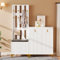 sogesfurniture Garderobe Set 2-teilig, Flur Garderobe mit 8 Kleiderhaken, Schuhbank mit Kissen, großer Schuhschrank mit 2 Schubladen und Türen, ideal für Flur und Eingangsbereich