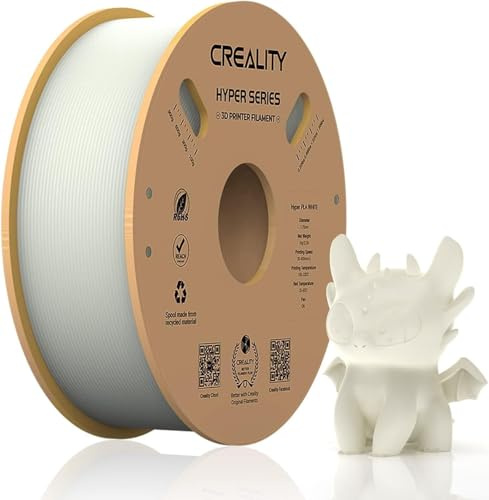 Creality Hyper 1.75 mm High-Speed PLA Filament, +/-0.02 mm Accuracy, for Most 3D Printers, 1 KG White Spool