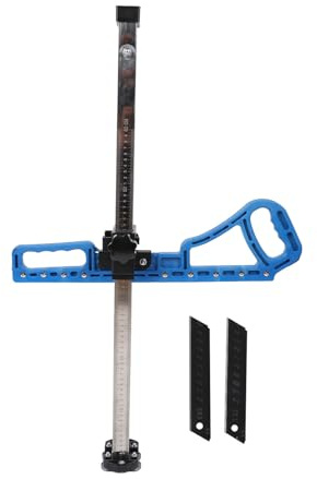 Foldable Drywall Cutter, 2 to 60cm Blade Adjustable Easy Ripper Safe Drywall Cutout Tool, Safety and Convenient Drywall Cutter with Nylon Handle with 10pcs Spare Blades and Scale