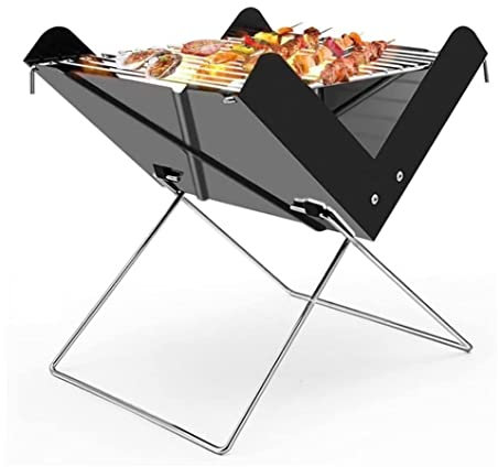 Camping Grill Träkol Grill I Rostfritt Stål X-formad Hopfällbar BBQ Spis Grillugn Utomhuscamping Kol Kol Bakgrill Campinggrill Picknickgrill