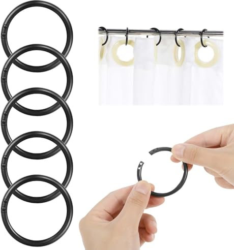 XoeLLe 100 Stück 4 cm Gardinenringe, Kunststoff Vorhangringe, Duschvorhang Haken für Duschfensterstange, Duschvorhangringe, Duschvorhang Ringe für Meisten Duschvorhänge Geeignet (Schwarz)