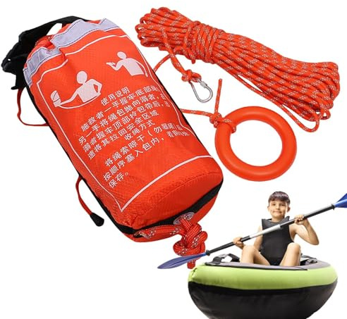 Renopfect Bouée de sauvetage lancable | Corde de lancer avec sac de natation | Équipement de sécurité réfléchissant pour kayak, rafting, bateau d'inondation, mer, piscine