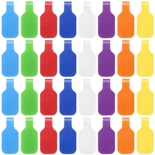 Lot de 32 étiquettes de câble en nylon, réutilisables, avec fermeture , marquage de câble inscriptible, clip pour identification des fils de câble (8 couleurs)