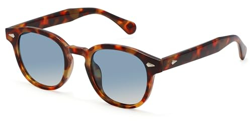LHSDMOAT Occhiali da Sole Sportivi Rotondi Polarizzati Vintage Uomo/Donna, Stile Anni'70 Depp, Lenti Tinte UV400 per Guida Viaggi Spiaggia