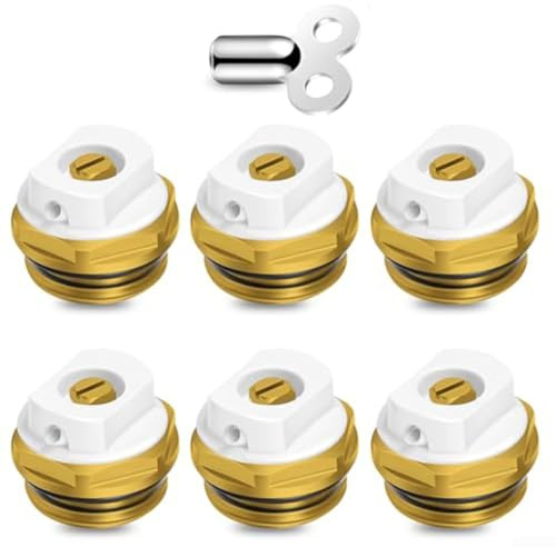 Heizkörper-Luftentlüftungsventil, 6er-Pack, 1,27 cm, Messing, manuelles Entlüftungsventil mit mitgeliefertem Schraubenschlüssel für effiziente Wartung des Heizsystems