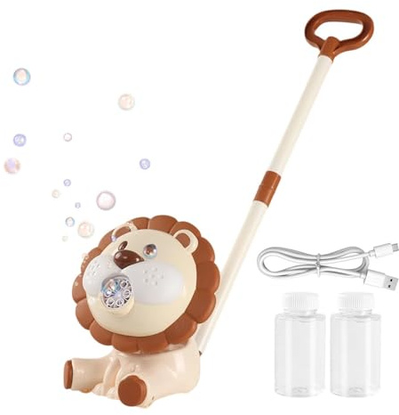 Soffiatore di Bolle Tagliaerba - Giocattolo Soffiatore Automatico a Forma di Leone Divertente da Spiaggia - Macchina per Bolle Tagliaerba Ricaricabile,per Bambini e Bambine Giardino Esterno Festa
