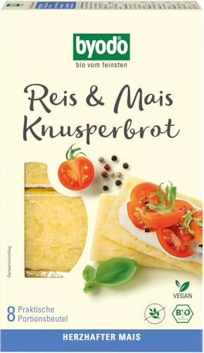 Byodo Knusperbrot Reis & Mais mit Salz 160g - Glutenfreies Bio-Snackbrot, Portionspackungen, Laktosefrei, Ohne Hefe, Perfekt zum Mitnehmen