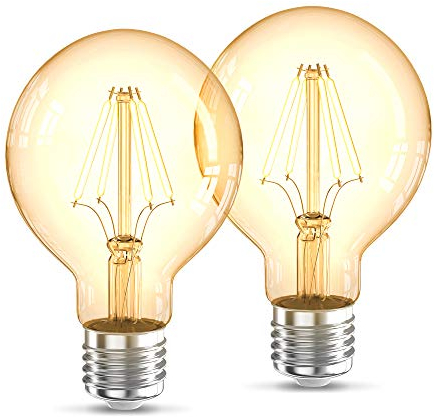 B.K.Licht 2 x Bombillas LED E27 Luz calida G80, Interior Edison Vintage Bombilla LED, 4W 2200K 320lm Blanco Cálido, Bombilla de Luz Retro con Filamento, No regulable