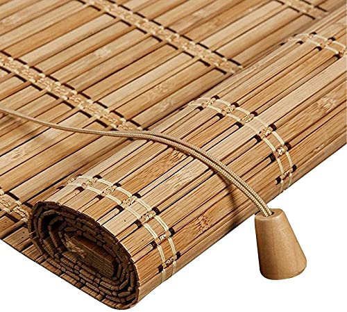 Roller blind Retro Bamboo Blinds,Natural Wood Window Shades Blinds,Bamboo Light Filtering Custom Roman Shades,Anti-UV Dustproof Decorative Curtain,for Indoor/Outdoor/Garden (60x100cm/24x39in)