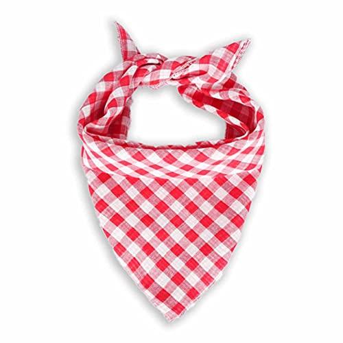 MONKIMAU Hundehalstuch für große Hunde - Halstuch Hund kariert und gestreift (rot)