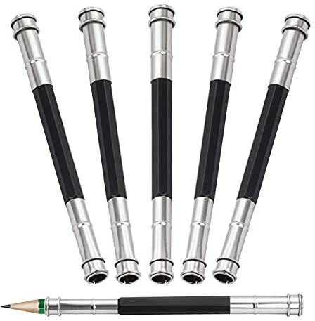Estensori per matite YACSEJAO 5PCS Dispositivo di accoppiamento per strumento di allungamento della matita regolabile per la scrittura di arte scolastica