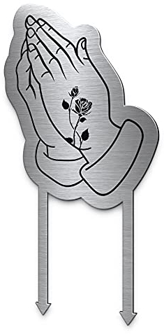 CHRISCK design Grabstecker Betende Hände aus Edelstahl | Personalisierbar mit Spruch und Motiv | Wunderschöne Grabdekoration wetterfest zB Urnengrab Dekoration Albrecht Dürer Bild