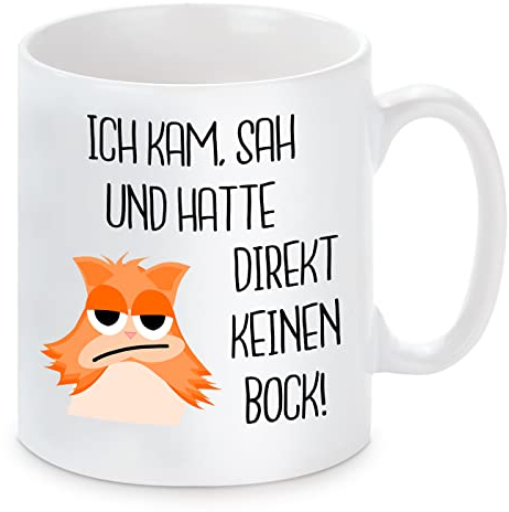 Herzbotschaft Tasse mit Motiv - Ich kam, SAH und Hatte direkt keinen Bock!